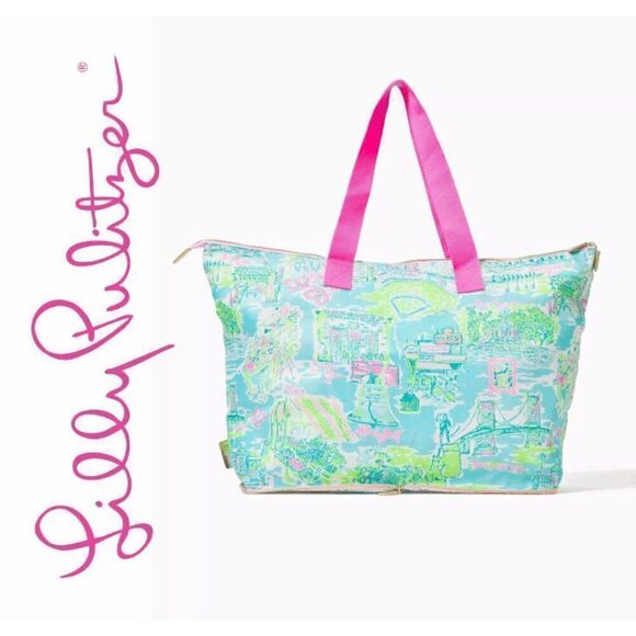 💗 LILLY PULITZER Getaway Packable Philly Print Large Tote NEW WITH TAGS - Picture 1 of 12
